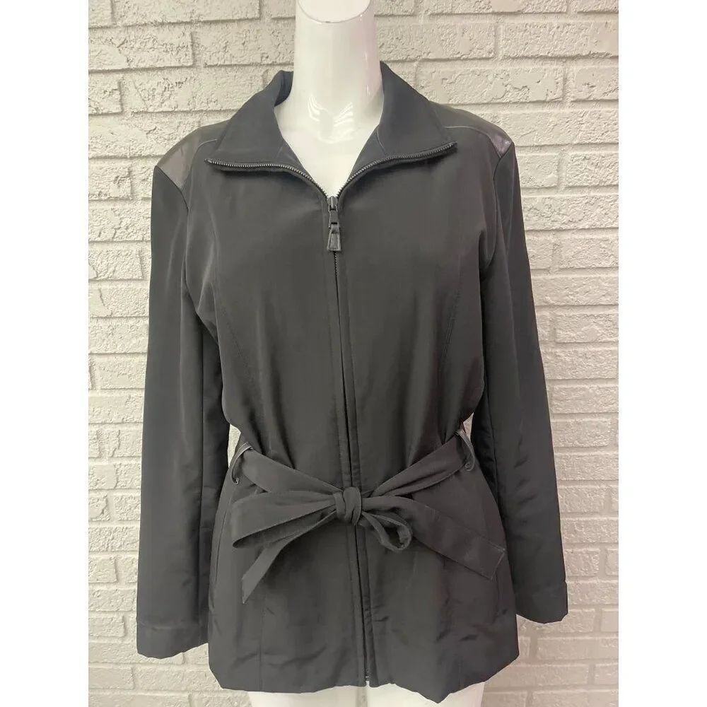 Marc New York Women Long Sleeve Black Jacket With Leather Trim Size S